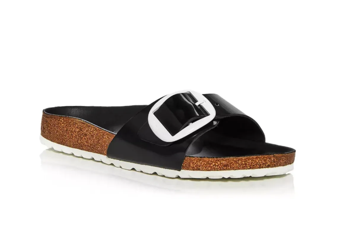 Birkenstock Women’s Madrid Big Buckle Black Patent 1023856 sold by Orleans Shoe Co.