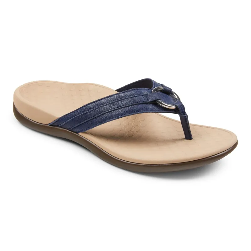 Vionic Women’s Aloe Navy Leather Sandal sold by Orleans Shoe Co.
