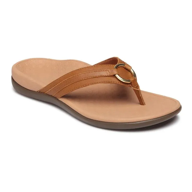 Vionic Women’s Aloe Mocha Leather Sandal sold by Orleans Shoe Co.
