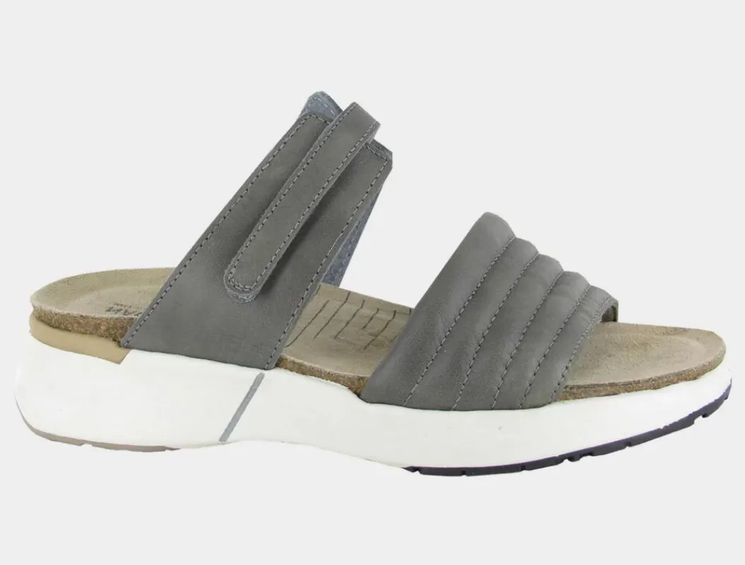 Naot Women’s Vesta Foggy Grey Leather sold by Orleans Shoe Co.