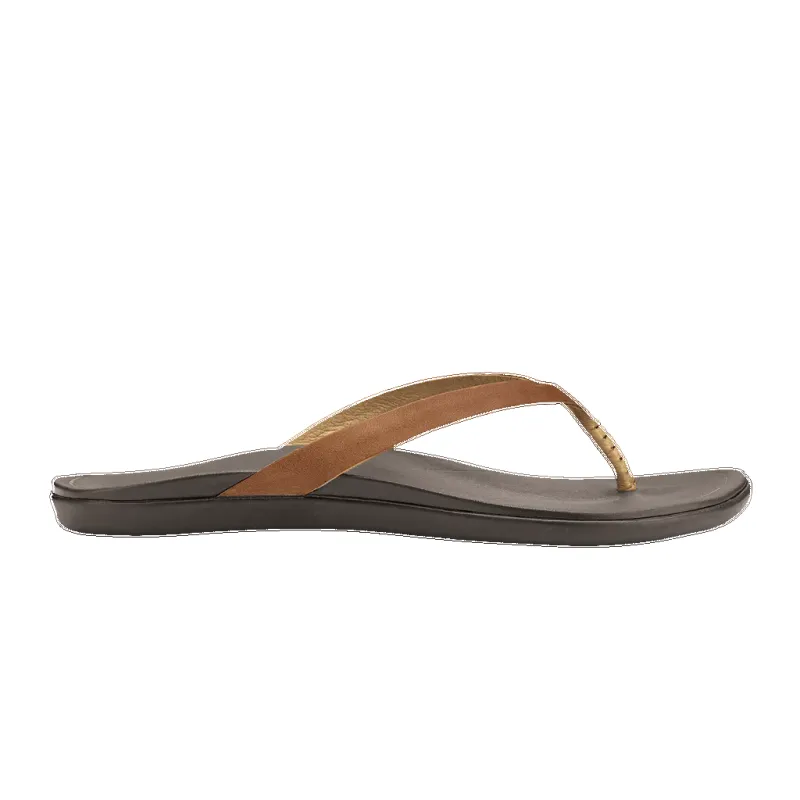 Olukai Women’s Ho’opio Leather Sahara Dark Java sold by Orleans Shoe Co.