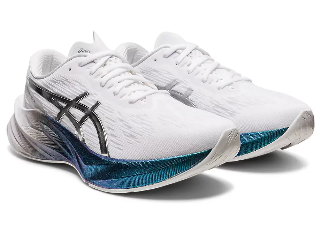 Asics Women's Novablast 3 Platinum White Pure Silver sold by Orleans Shoe Co.