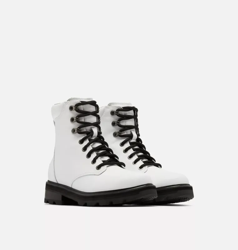 Sorel Women's Lennox Lace STKD Waterproof Boot White Black made by Sorel