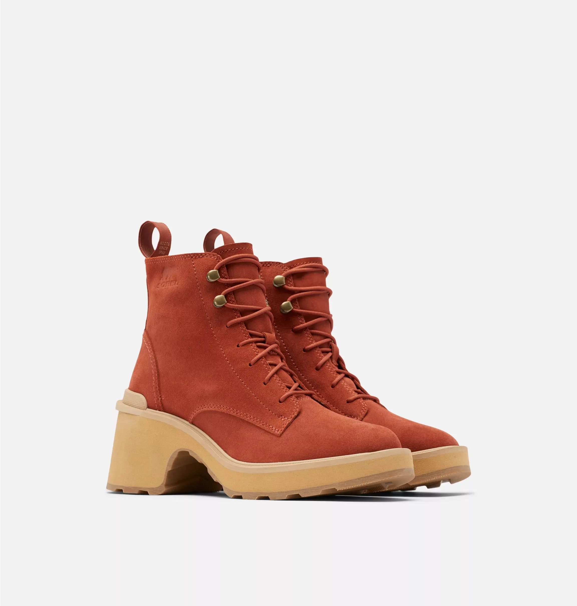 Sorel Women's Hi-Line Heel Lace Boot Warp Red Tawny Buff sold by Orleans Shoe Co.