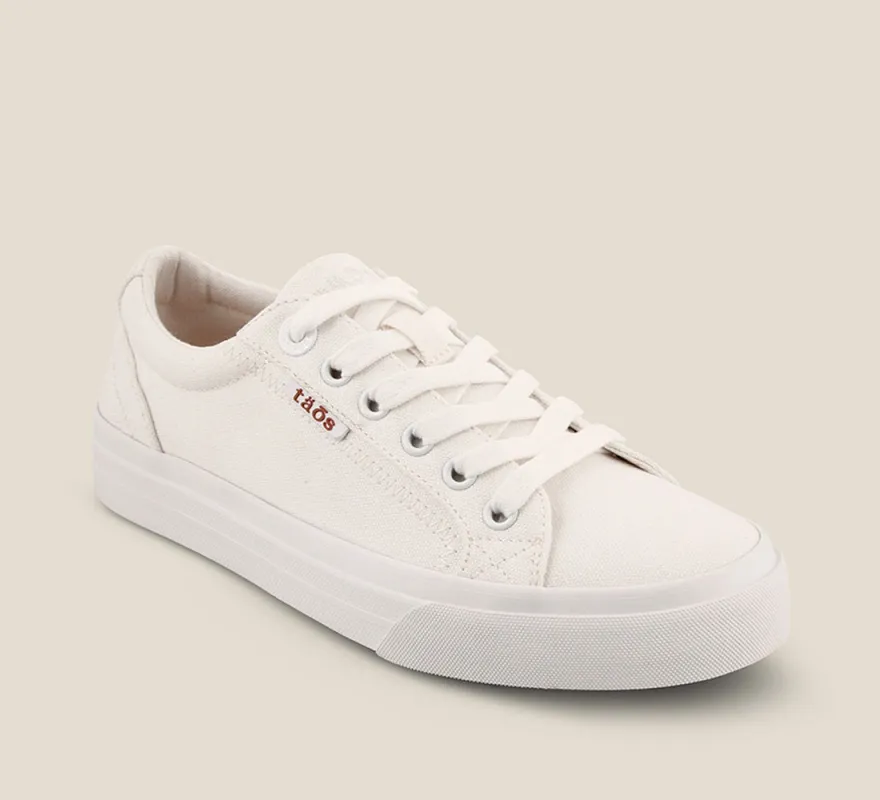 Taos Women's Plim Soul White Canvas Sneaker sold by Orleans Shoe Co.