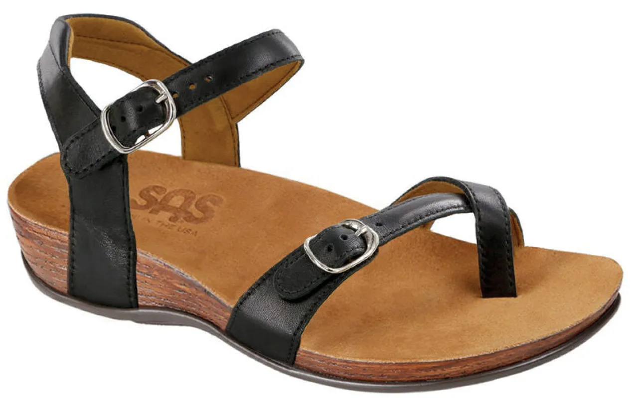 SAS Women's Pampa Toe Loop Sandal Black sold by Orleans Shoe Co.