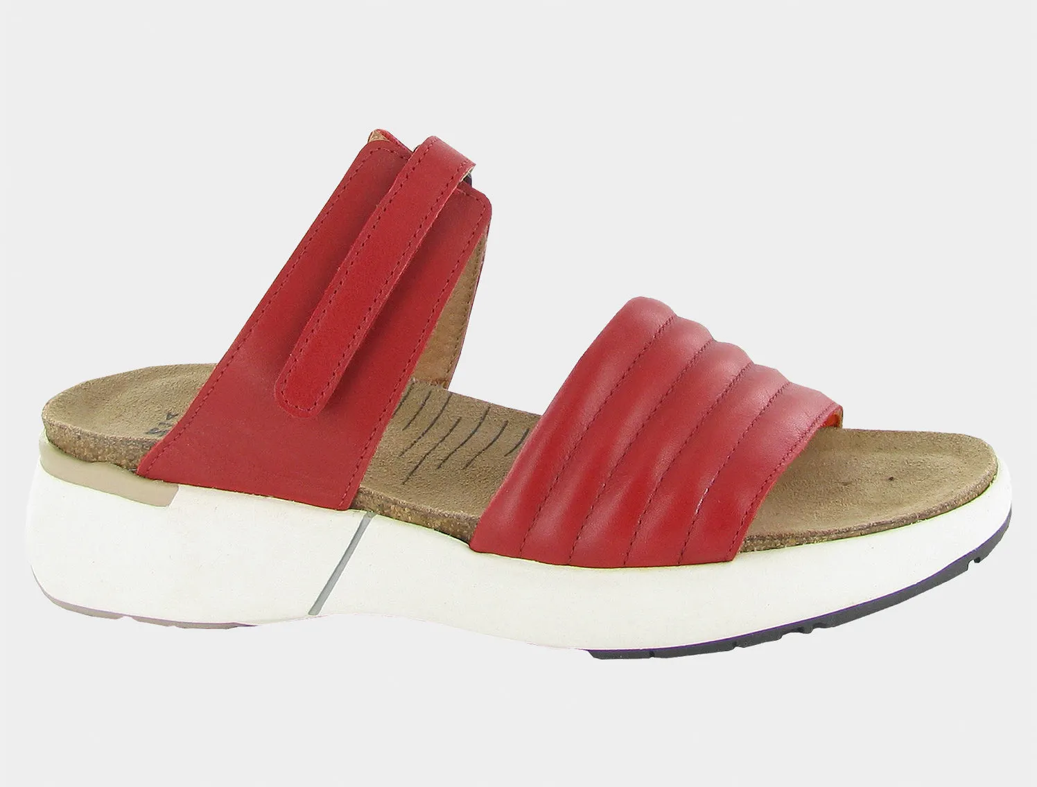 Naot Women's Vesta Kiss Red Leather sold by Orleans Shoe Co.