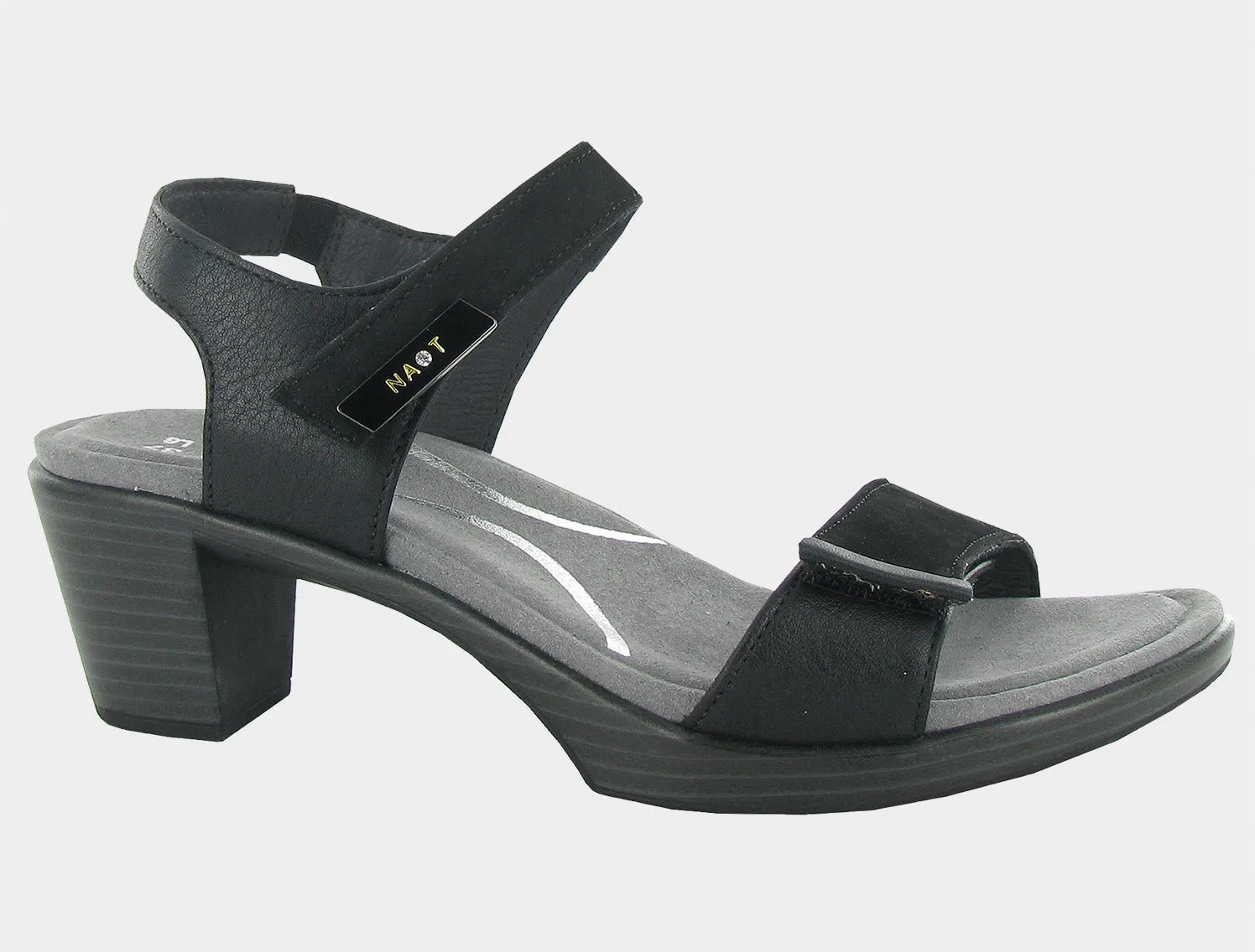 Naot Women's Intact Black Velvet Soft Black Oily Coal sold by Orleans Shoe Co.