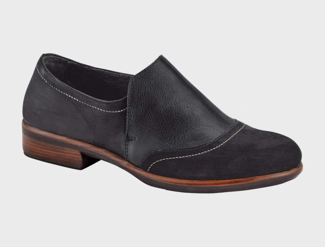 Naot Women's Angin Black Velvet Nubuck Soft Black Lthr Oily Coal Nubuck sold by Orleans Shoe Co.