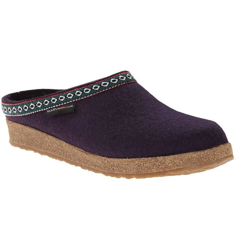 Haflinger Women's GZ12 Grizzly Eggplant Clog sold by Orleans Shoe Co.