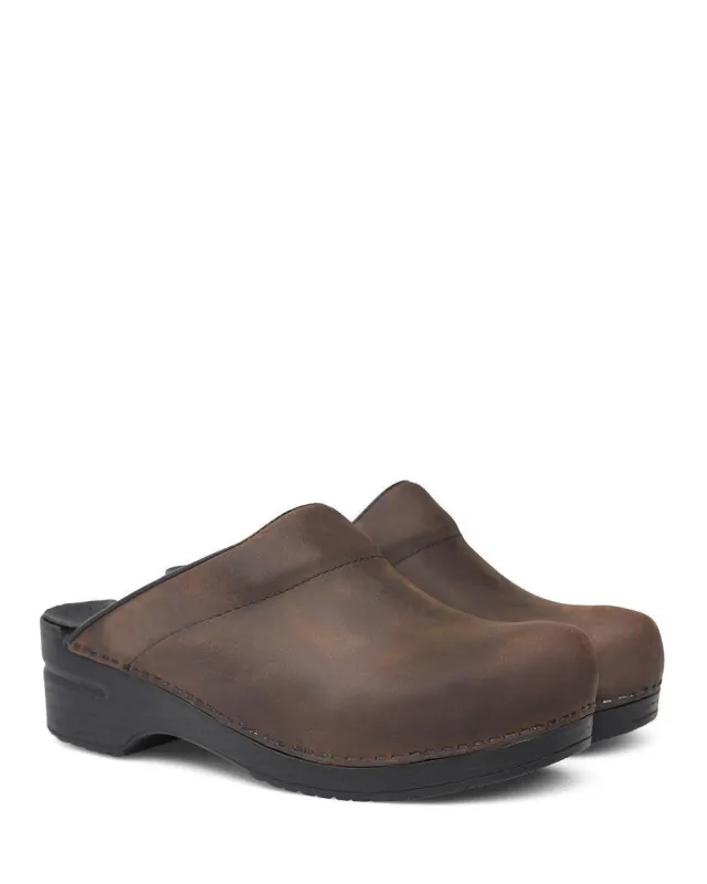 Dansko Men's Karl Antique Brown Black Sole Clog made by Dansko