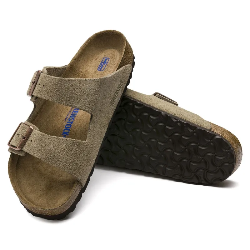 Birkenstock Arizona Taupe Suede Soft Footbed 0951301/0951303 sold by Orleans Shoe Co.