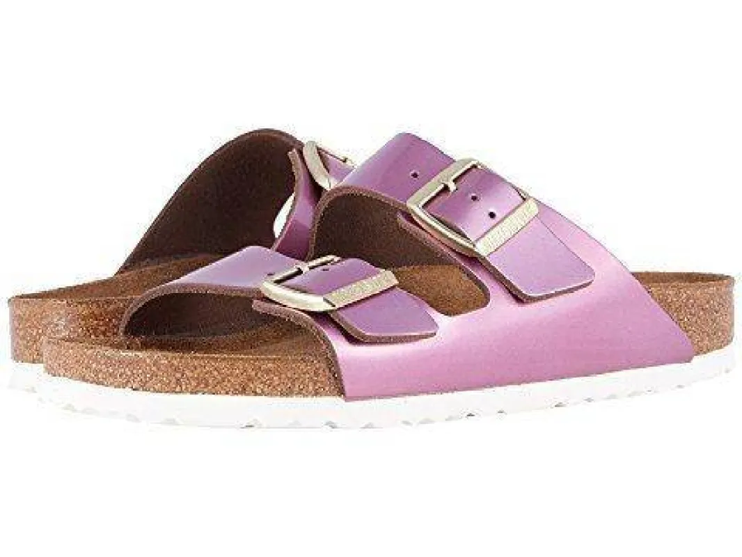 Birkenstock Women's Arizona Spectacular Pink Leather Soft Footbed sold by Orleans Shoe Co.