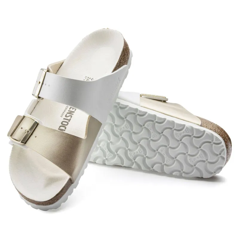 Birkenstock Women's Arizona Split White Gold sold by Orleans Shoe Co.