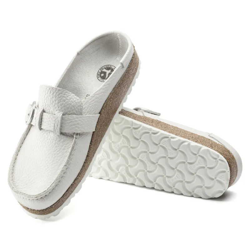 Birkenstock Women's Buckley Natural Leather White sold by Orleans Shoe Co.