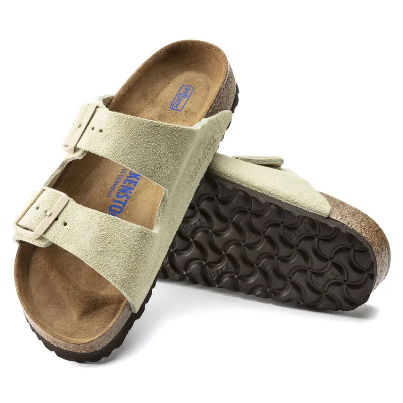 Birkenstock Women's Arizona Almond Suede Soft Footbed sold by Orleans Shoe Co.