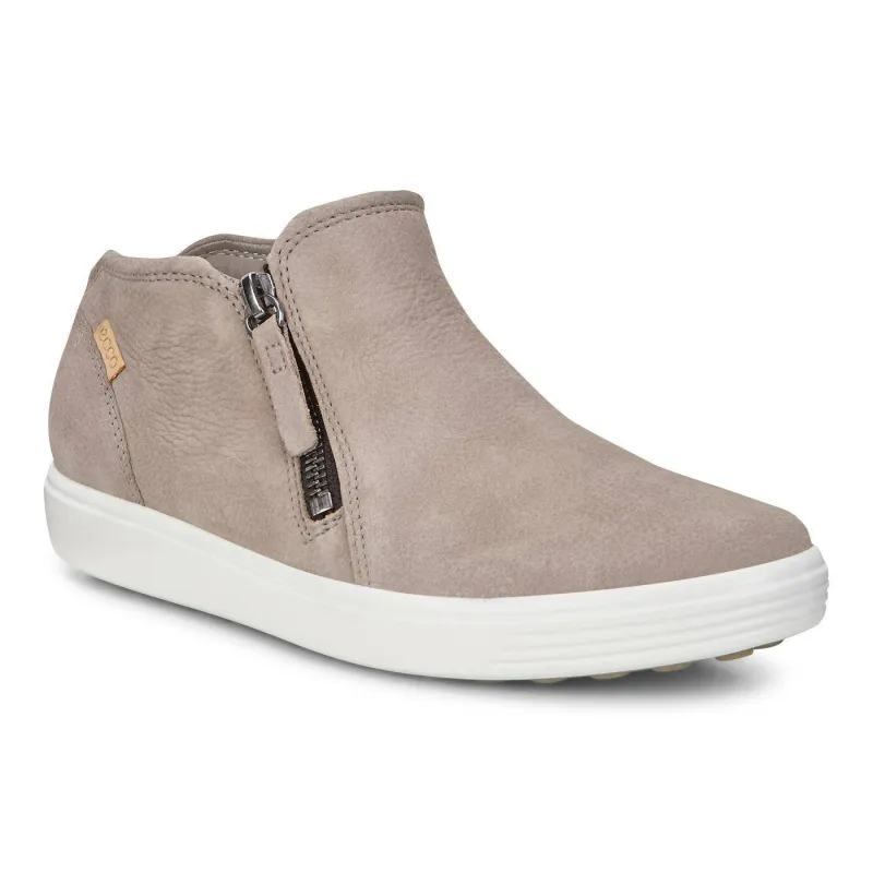 Ecco Women's Soft 7 Warm Grey Powder Zip Bootie 43024350666 made by Orleans Shoe Co.