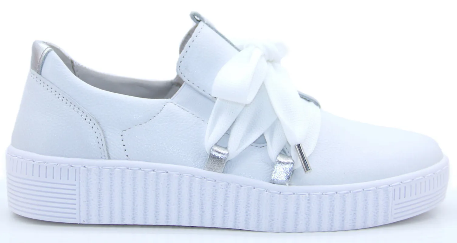 Gabor Women's Slip On Trainer 83.333.21 Weiss/Silber sold by Orleans Shoe Co.