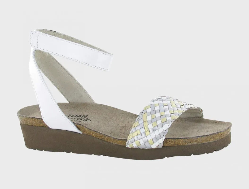 Naot Women's Abbie Pearl White Wedge Sandal sold by Orleans Shoe Co.