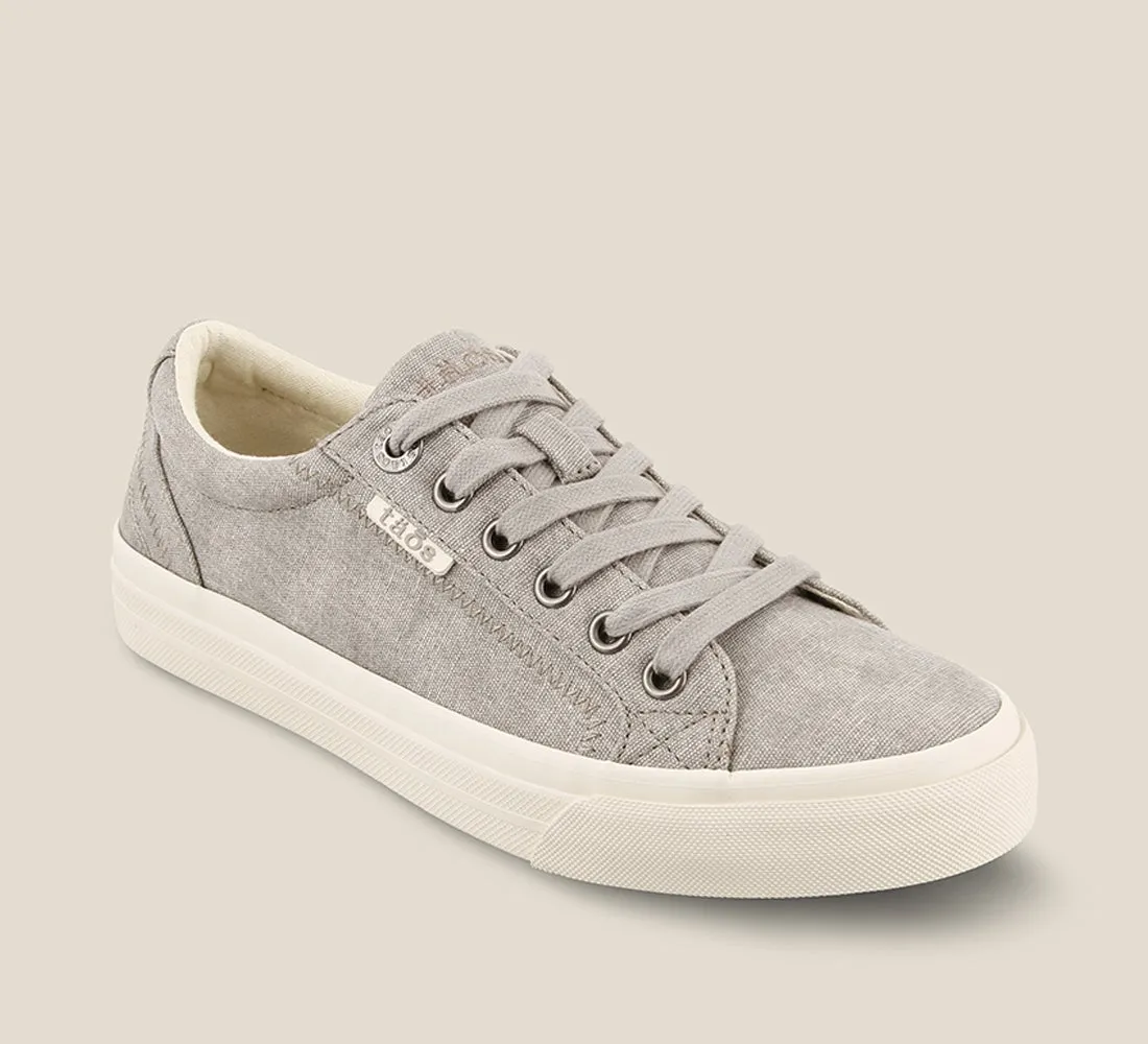 Taos Women's Plim Soul Grey Wash Canvas Sneaker sold by Orleans Shoe Co.