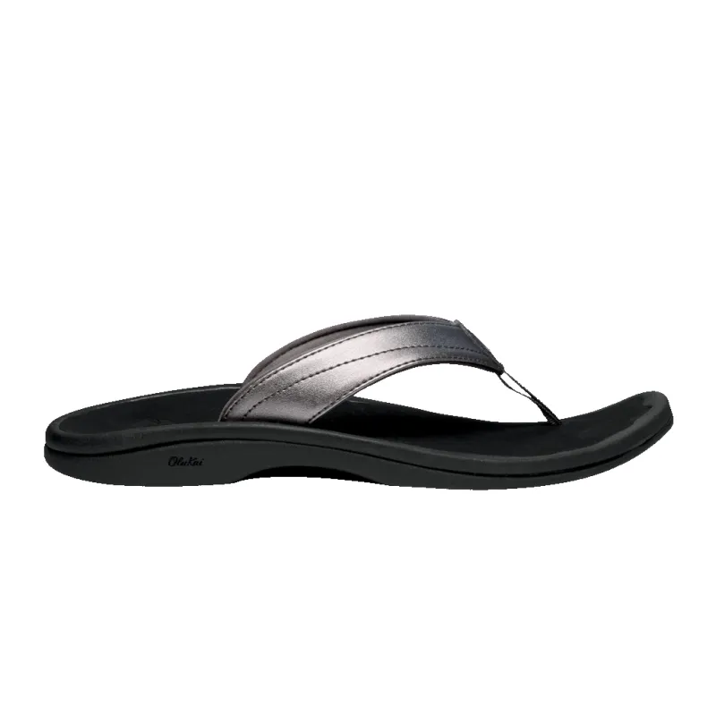Olukai Women's 'Ohana Pewter Black Flip-Flop sold by Orleans Shoe Co.