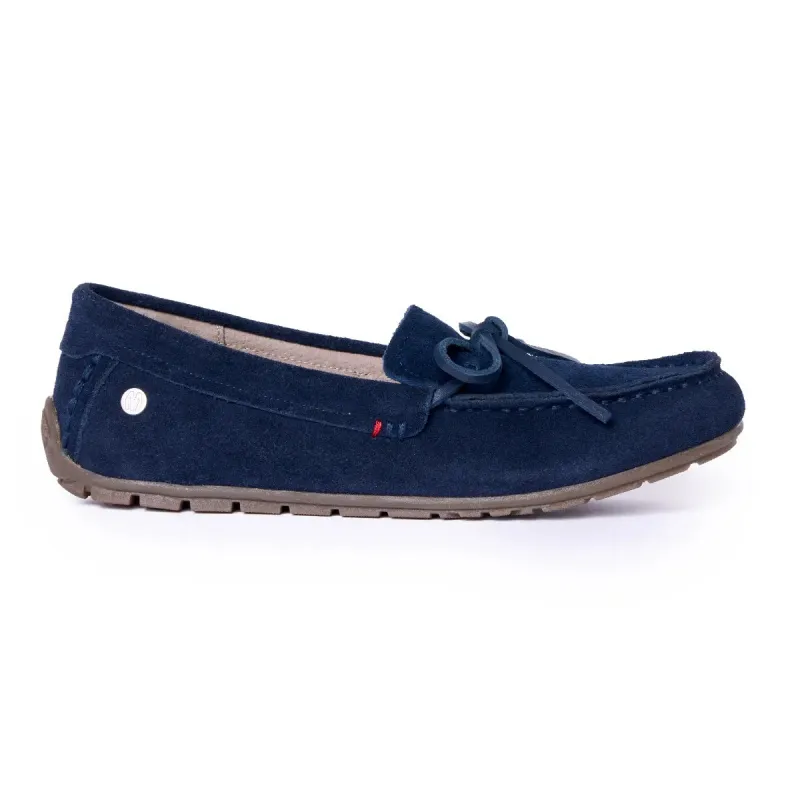Minnetonka Women's Loafer Moc Navy sold by Orleans Shoe Co.