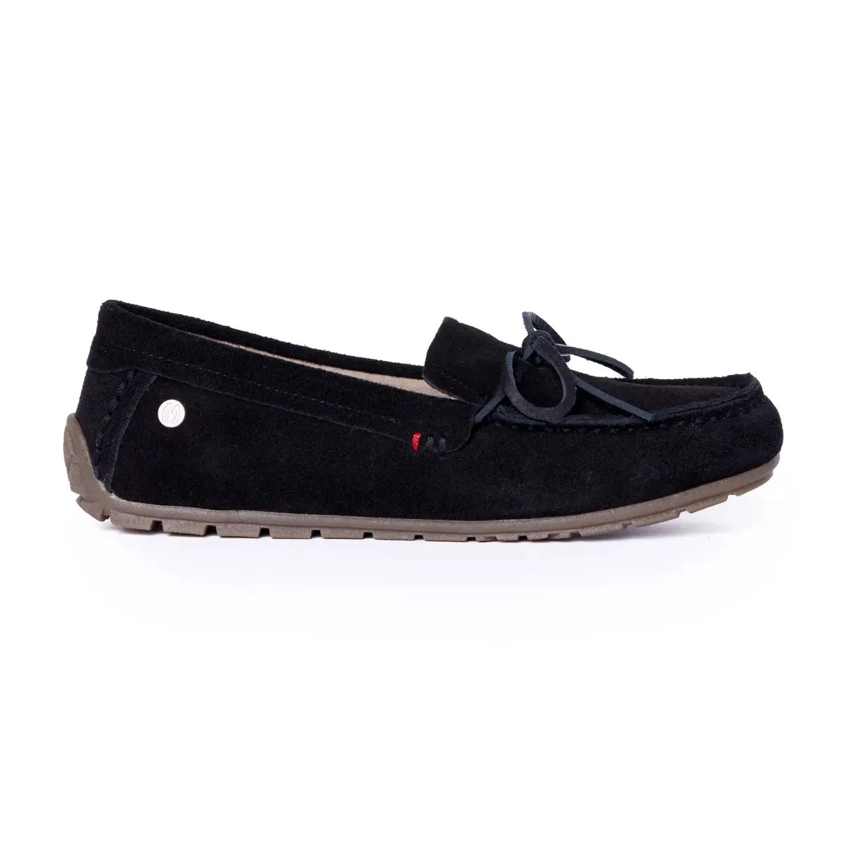 Minnetonka Women's Loafer Moc Black sold by Orleans Shoe Co.