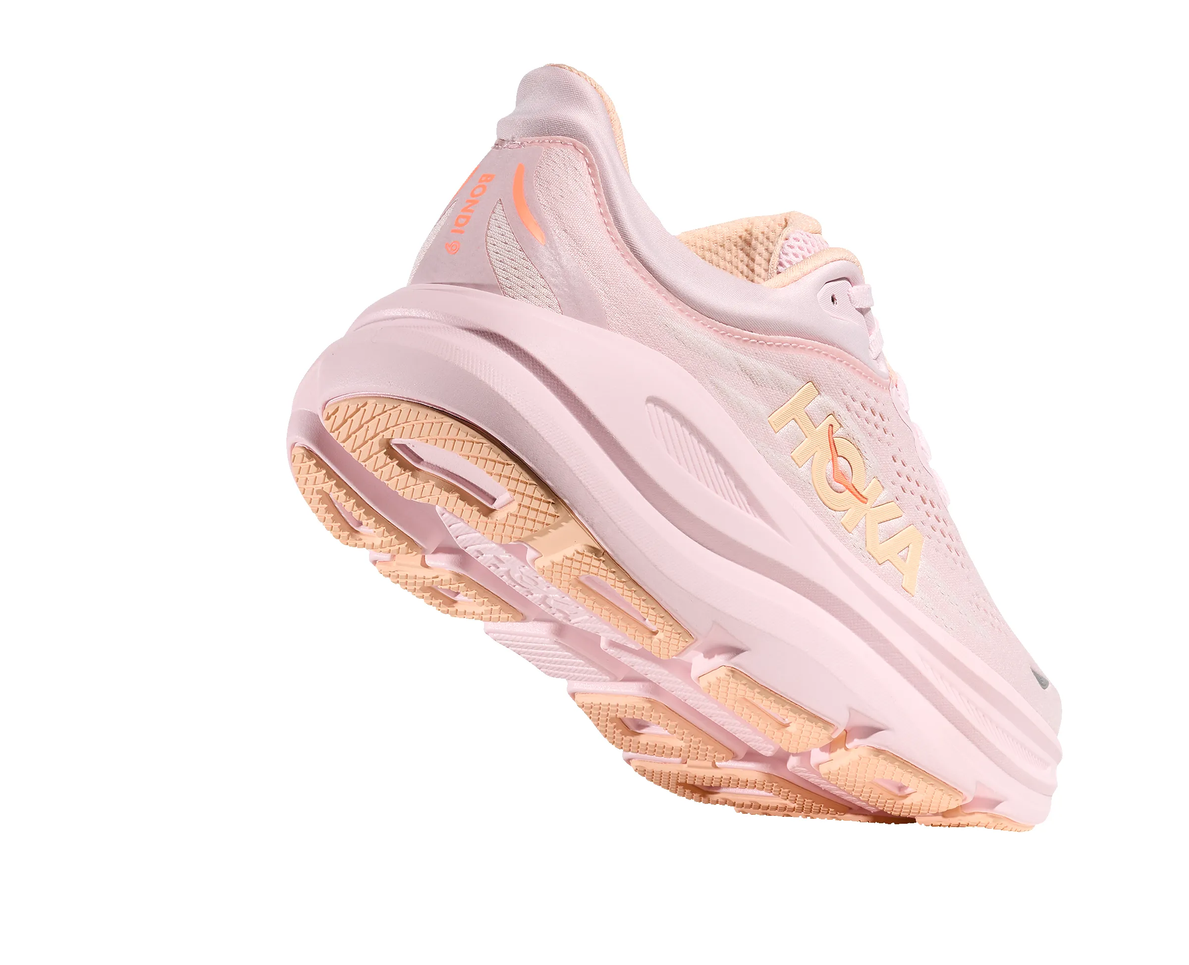 Hoka Women's Bondi 9 Lilac Cream Tangerine sold by Orleans Shoe Co.
