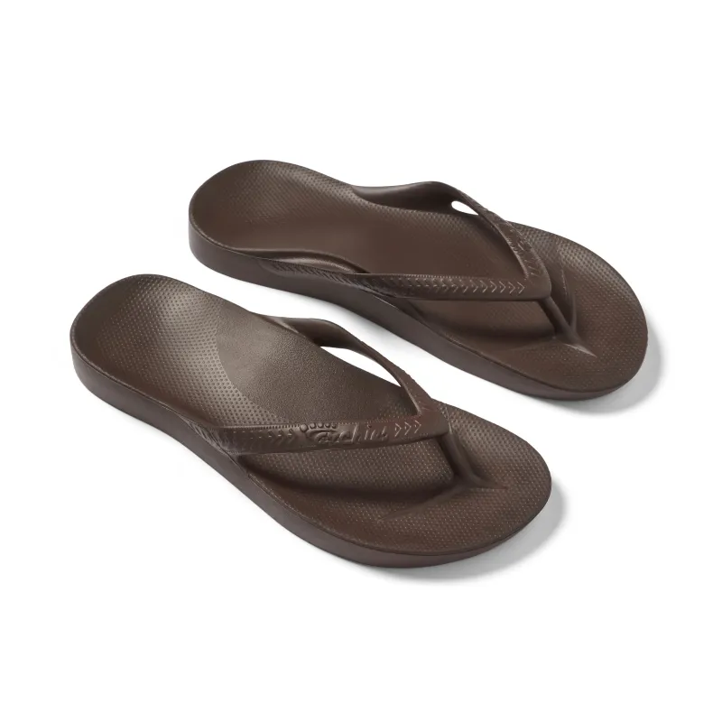 Archies Arch Support Flip Flops Brown made by Archies
