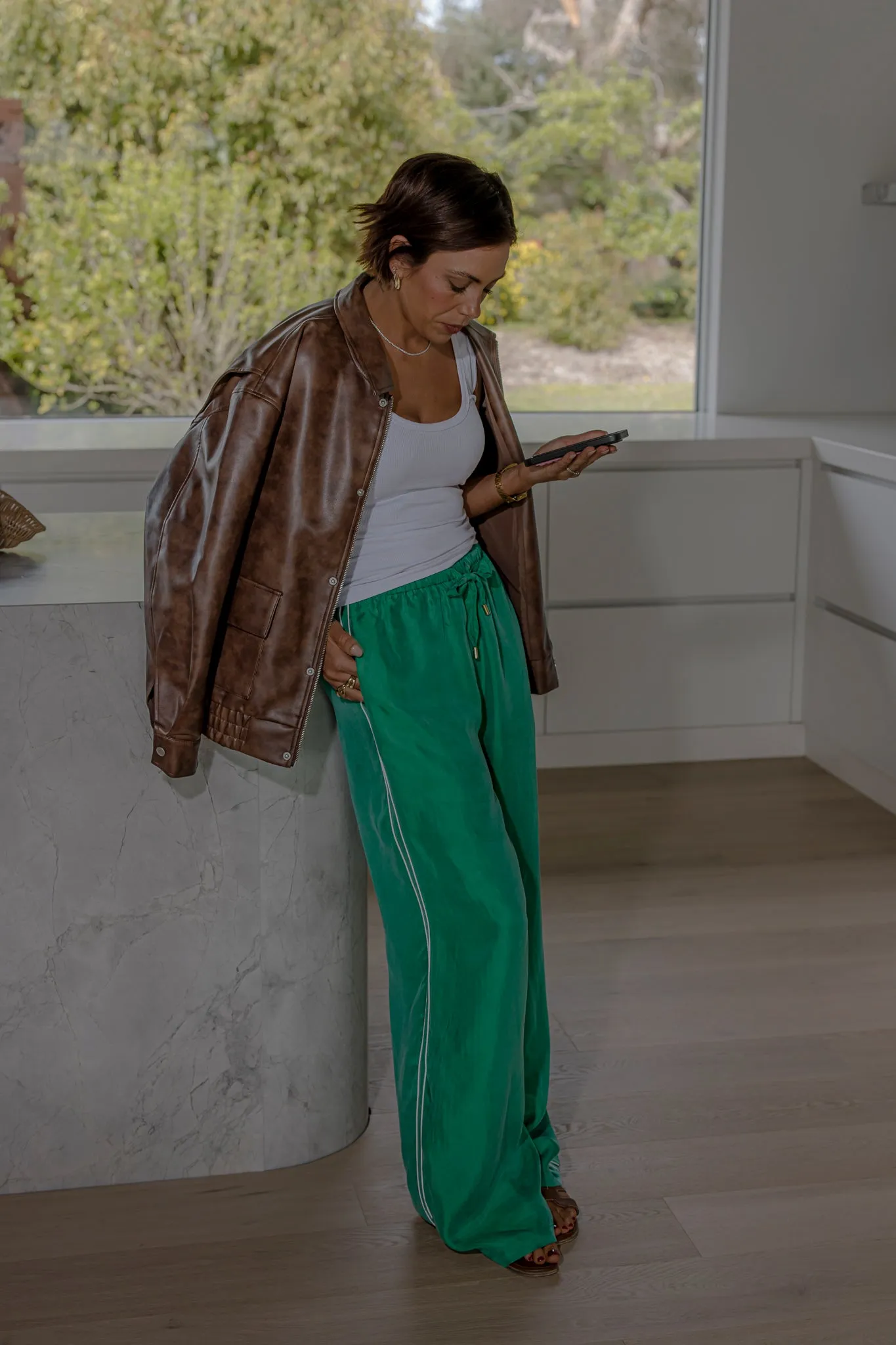 Annabelle Cupro Pant - Apple Green sold by RAEF