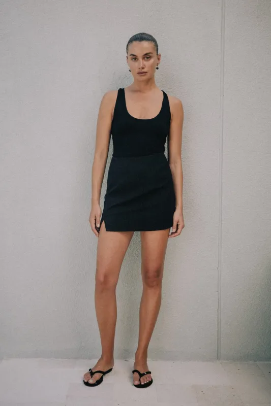 Mia Ribbed Tank - Black sold by RAEF