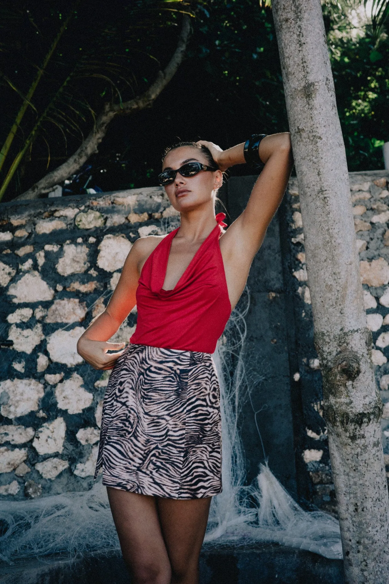 Ariana High Neck Tank - Ruby Red sold by RAEF