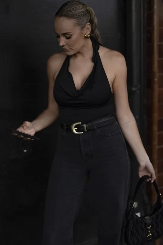 Ariana High Neck Tank - Black sold by RAEF