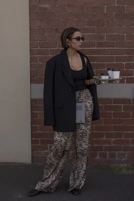 Camilla Satin Pant - Bronzed Zebra sold by RAEF