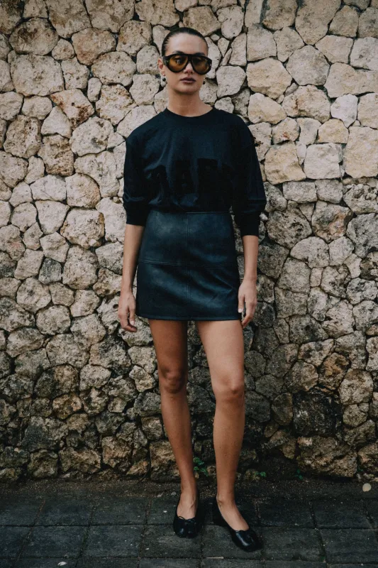 Sasha Vegan Leather Mini Skirt - Black sold by RAEF