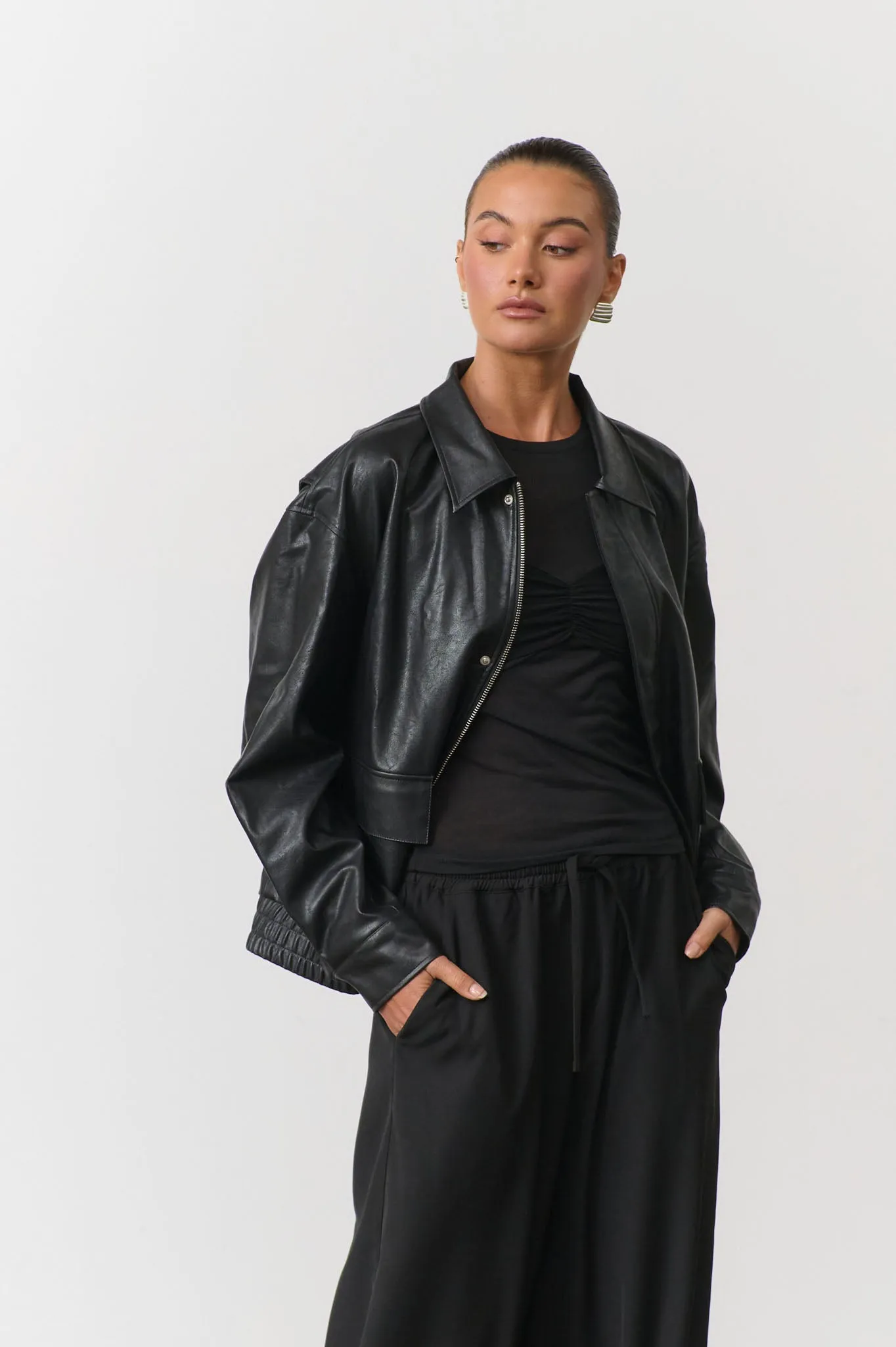 Frankie Vegan Leather Jacket - Black sold by RAEF product image thumbnail 2