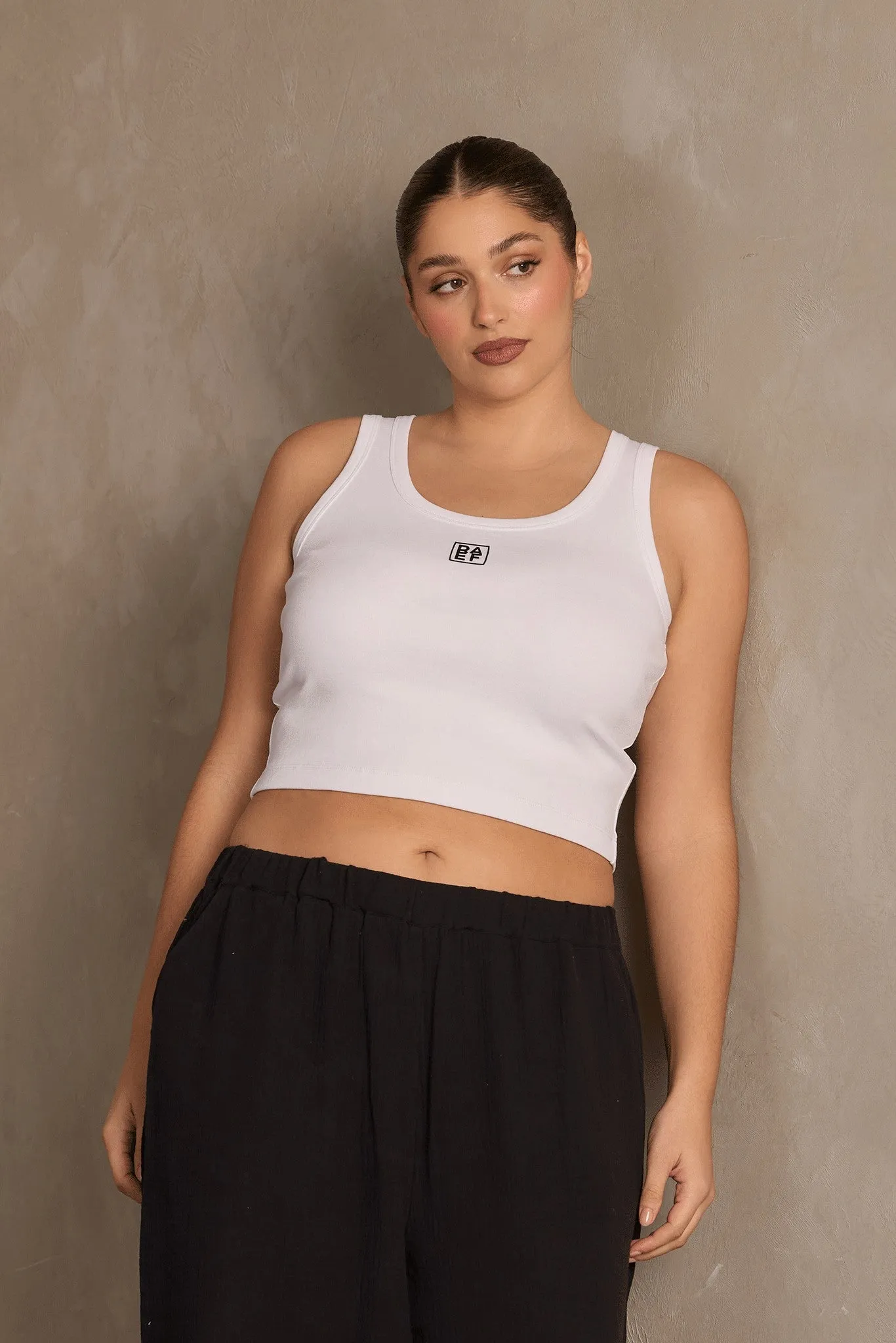 RAEF Cropped Logo Tank - White sold by RAEF