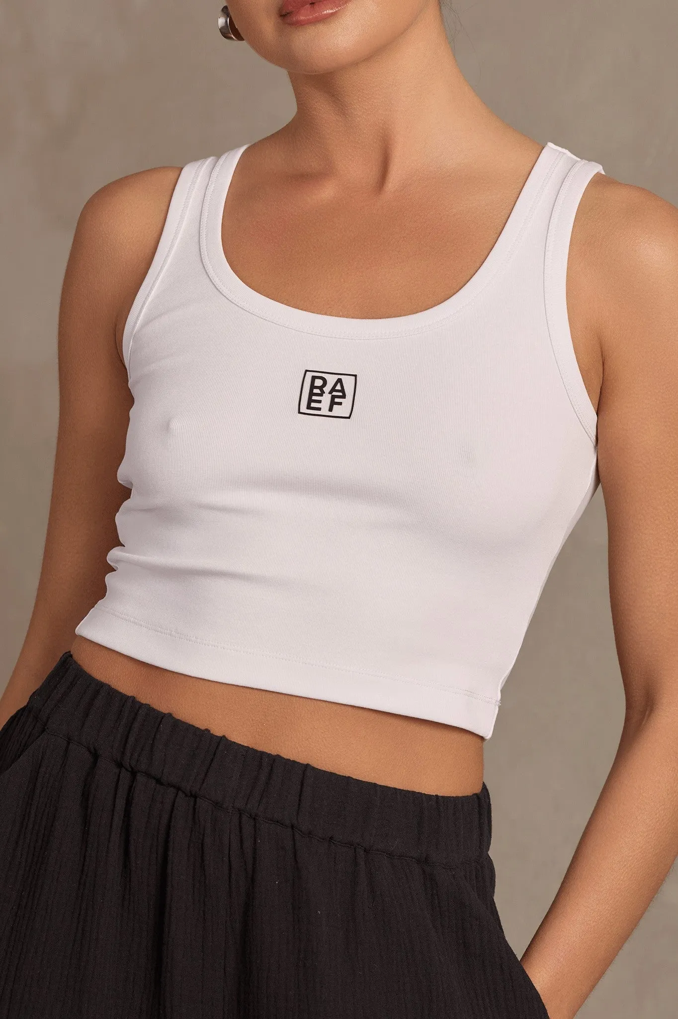 RAEF Cropped Logo Tank - White sold by RAEF product image thumbnail 3