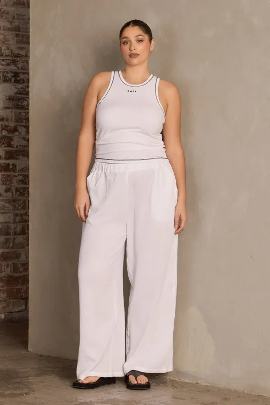 RAEF Ribbed Logo Tank - White / Black sold by RAEF