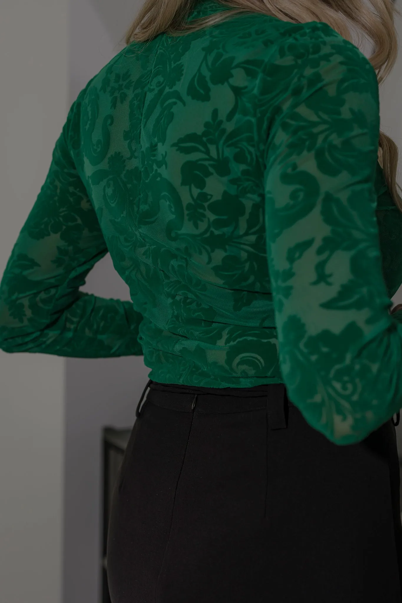 Flocked Lace LS Top - Apple Green sold by RAEF product image thumbnail 4