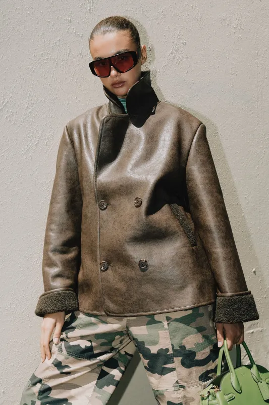 Natali Faux Shearling Jacket - Chocolate sold by RAEF