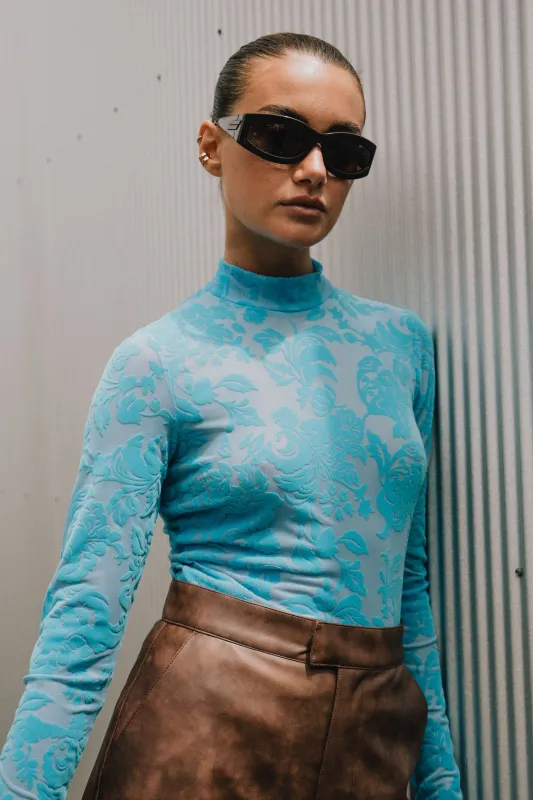 Flocked Lace Top - Horizon sold by RAEF