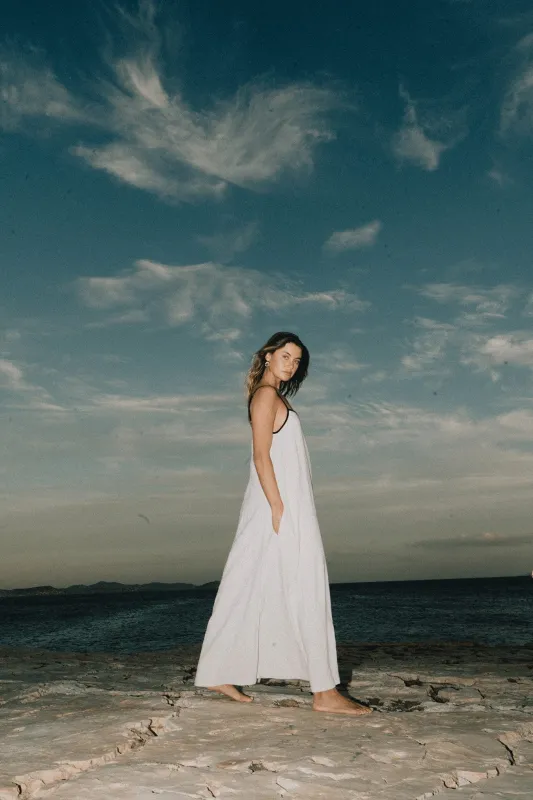 Monty Linen Maxi Dress - Natural/Black sold by RAEF