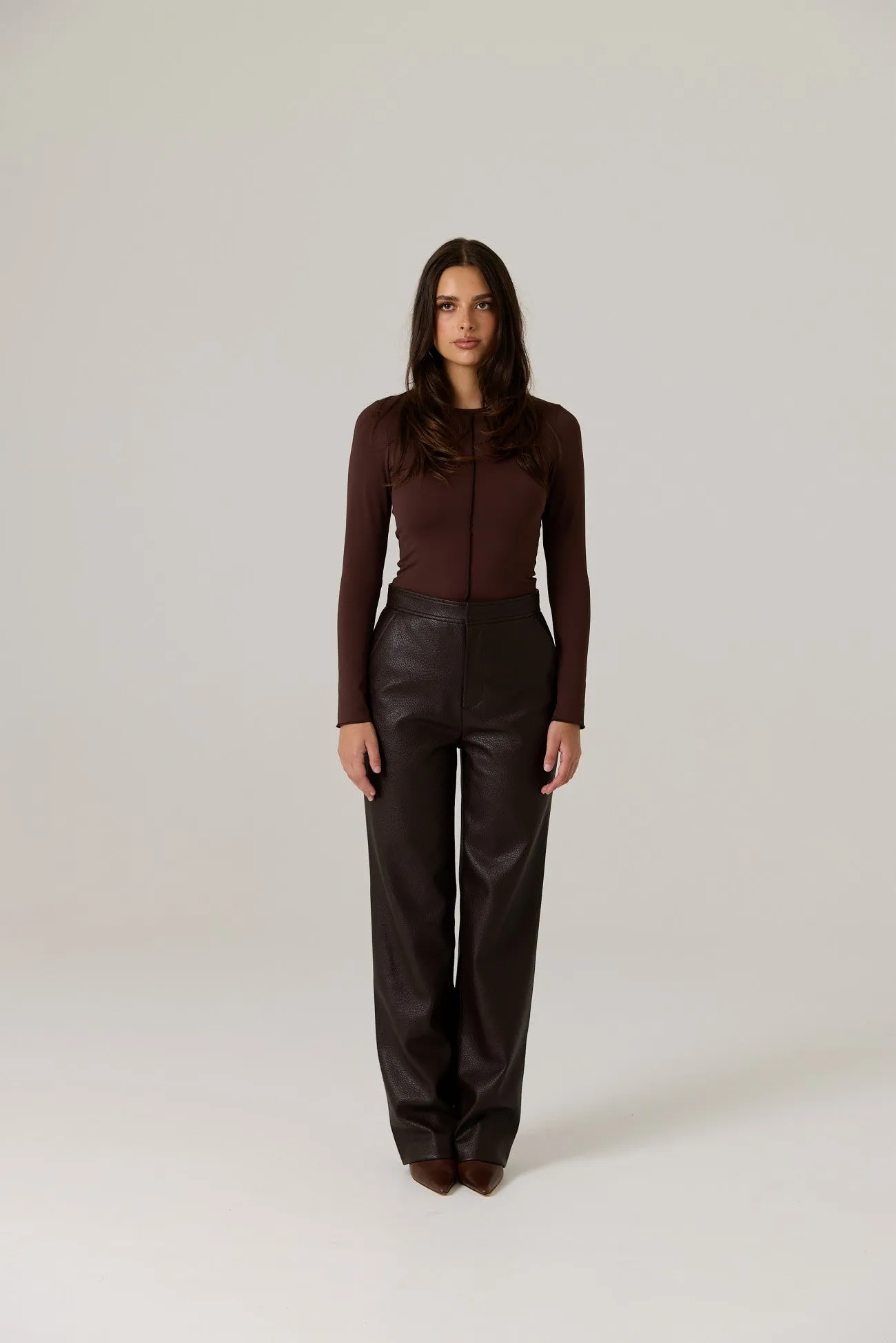 Winnie Vegan Leather Pant - Dark Truffle sold by RAEF product image thumbnail 5
