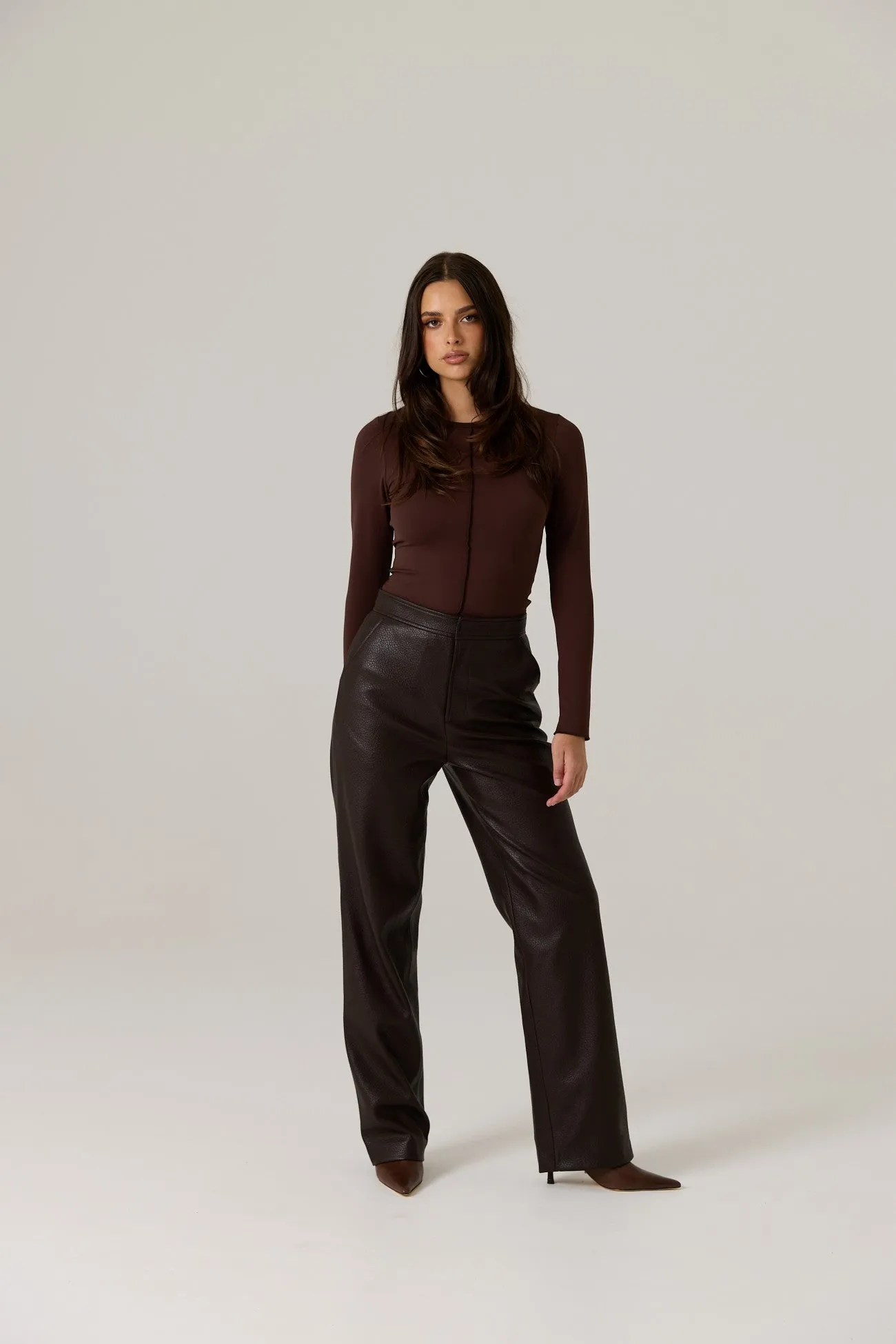 Winnie Vegan Leather Pant - Dark Truffle sold by RAEF product image thumbnail 2
