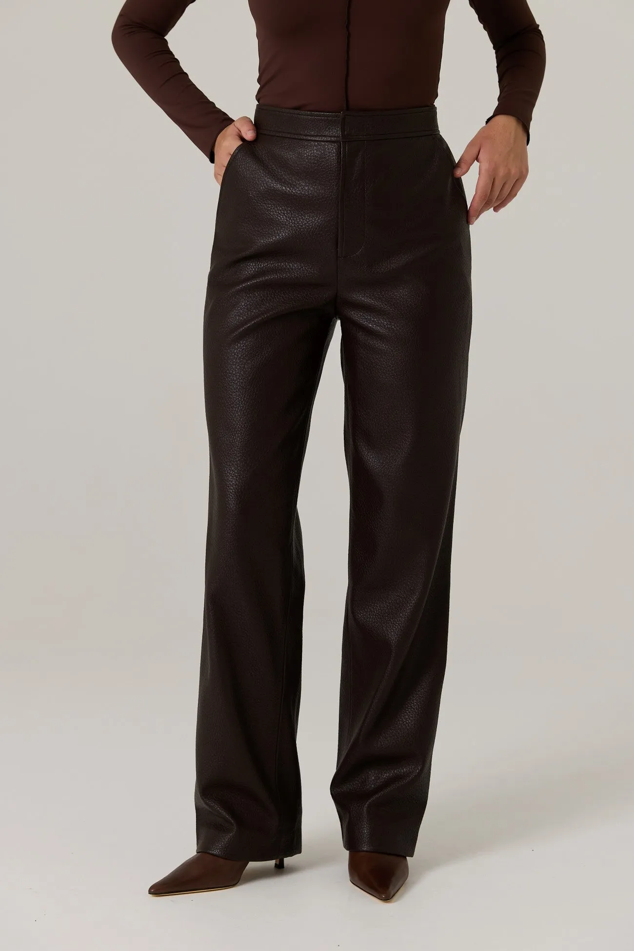 Winnie Vegan Leather Pant - Dark Truffle sold by RAEF product image thumbnail 4