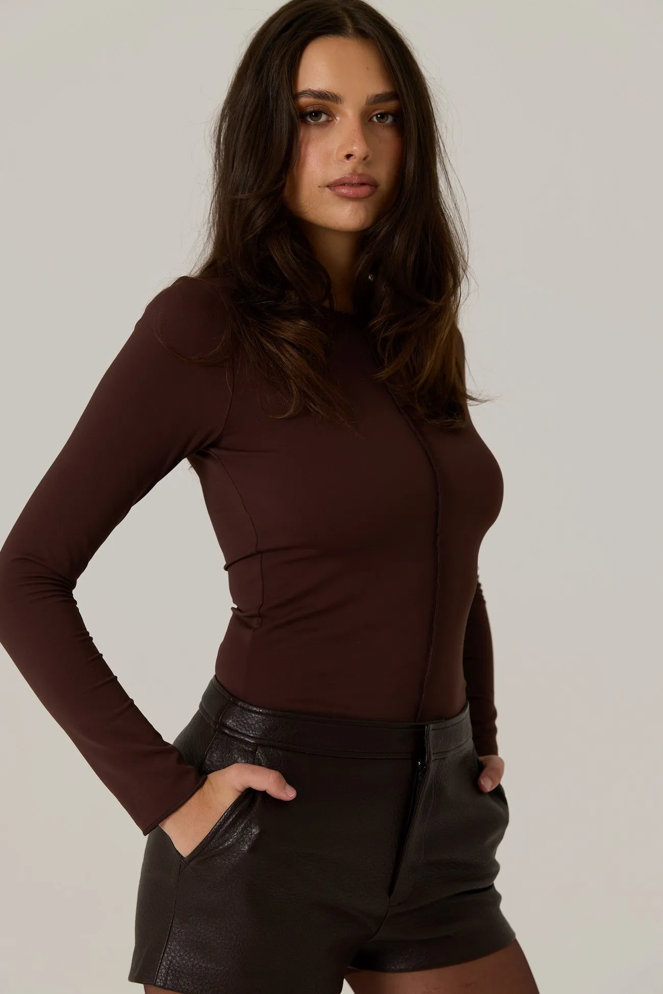 Stevie Vegan Leather Short - Dark Truffle sold by RAEF product image thumbnail 4