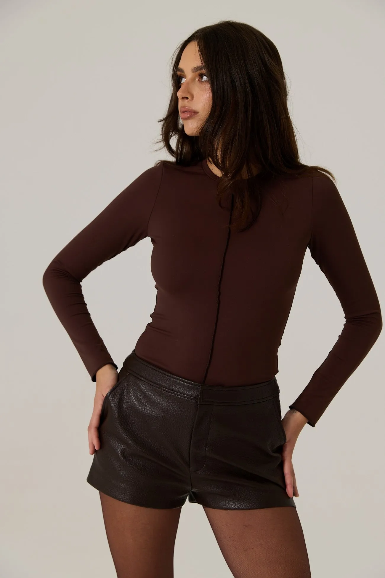 Stevie Vegan Leather Short - Dark Truffle sold by RAEF product image thumbnail 5