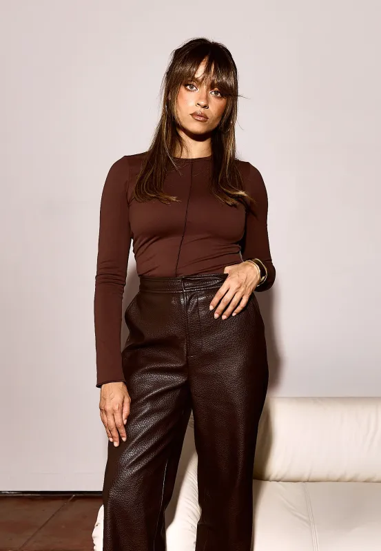 Nia Longsleeve Top - Dark Truffle sold by RAEF