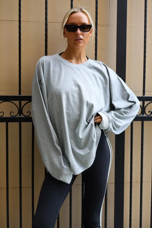 Logan Oversized LS Tee - Grey Marle made by RAEF
